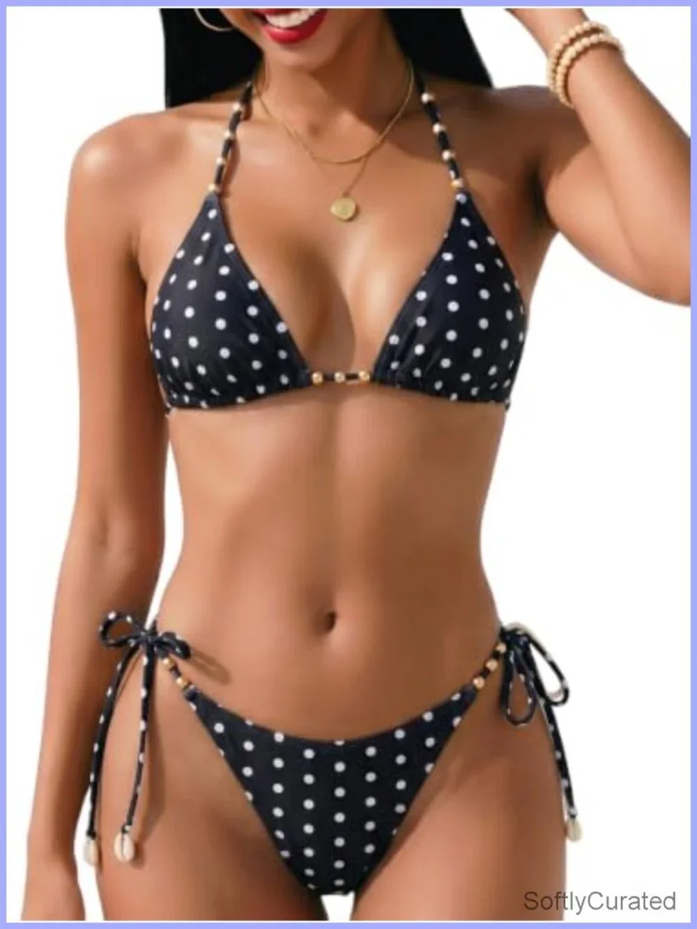 Ribbed Two Piece Adjustable Triangle Shoulder Strap Bikini Set Sexy Bathing